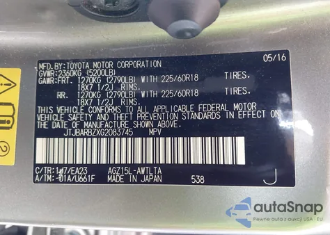 2016 Lexus Nx 200T F Sport z USA, uszkodzony, nr VIN JTJBARBZXG2083745